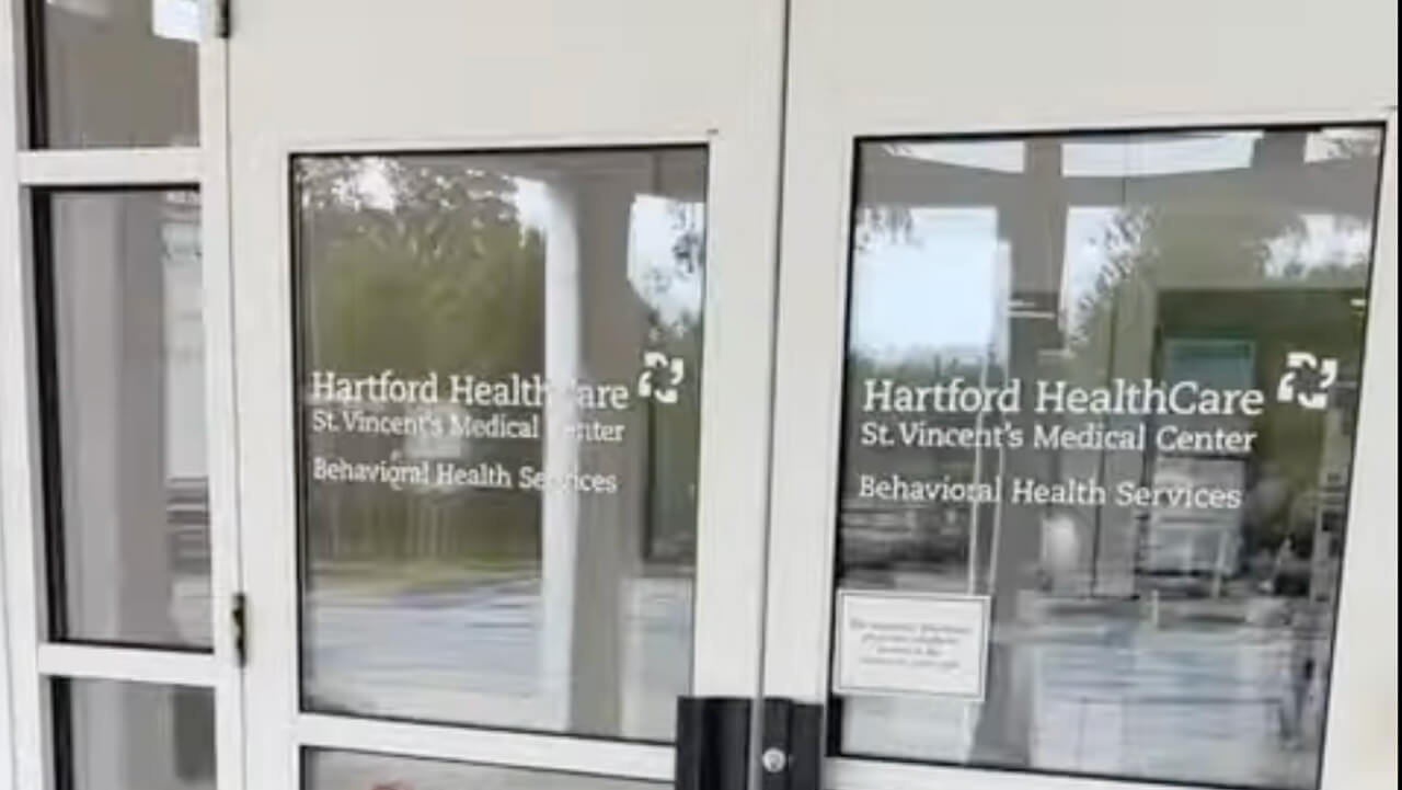 Doors of St. Vincent Medical Center Behavioral Health, plays video