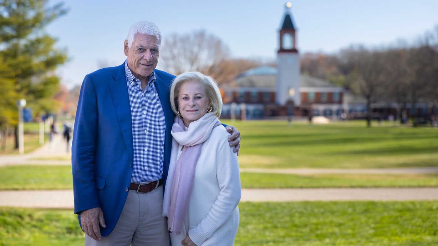 Bill and Barbara Weldon on the Mount Carmel Campus quad.