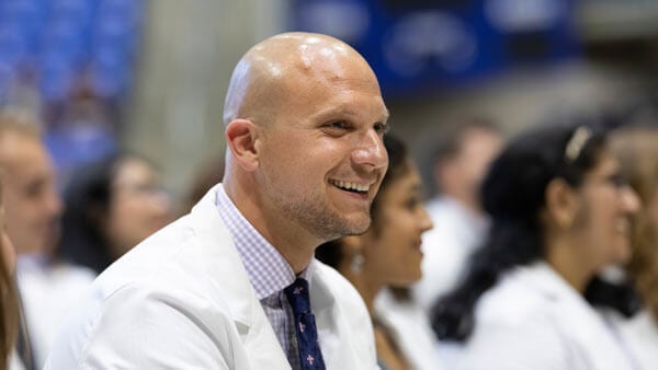 A medical student during the White Coat Ceremony